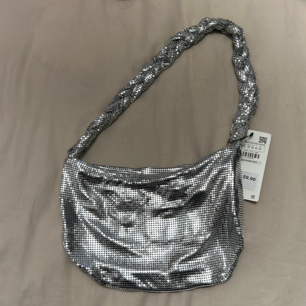 Zara shiny silver bag